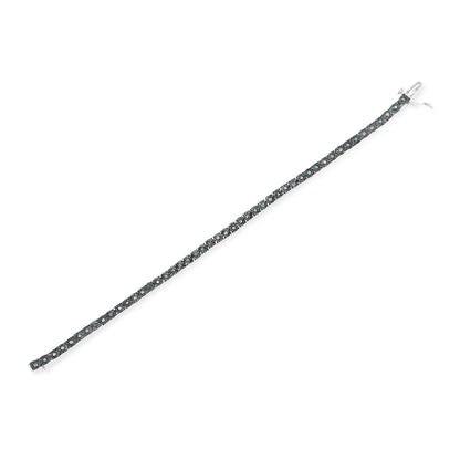 Black Rhodium Plated .925 Sterling Silver 1.0 Cttw Diamond Miracle Tennis Bracelet (Enhanced Blue Color, I3 Clarity) - 7" Bids.com