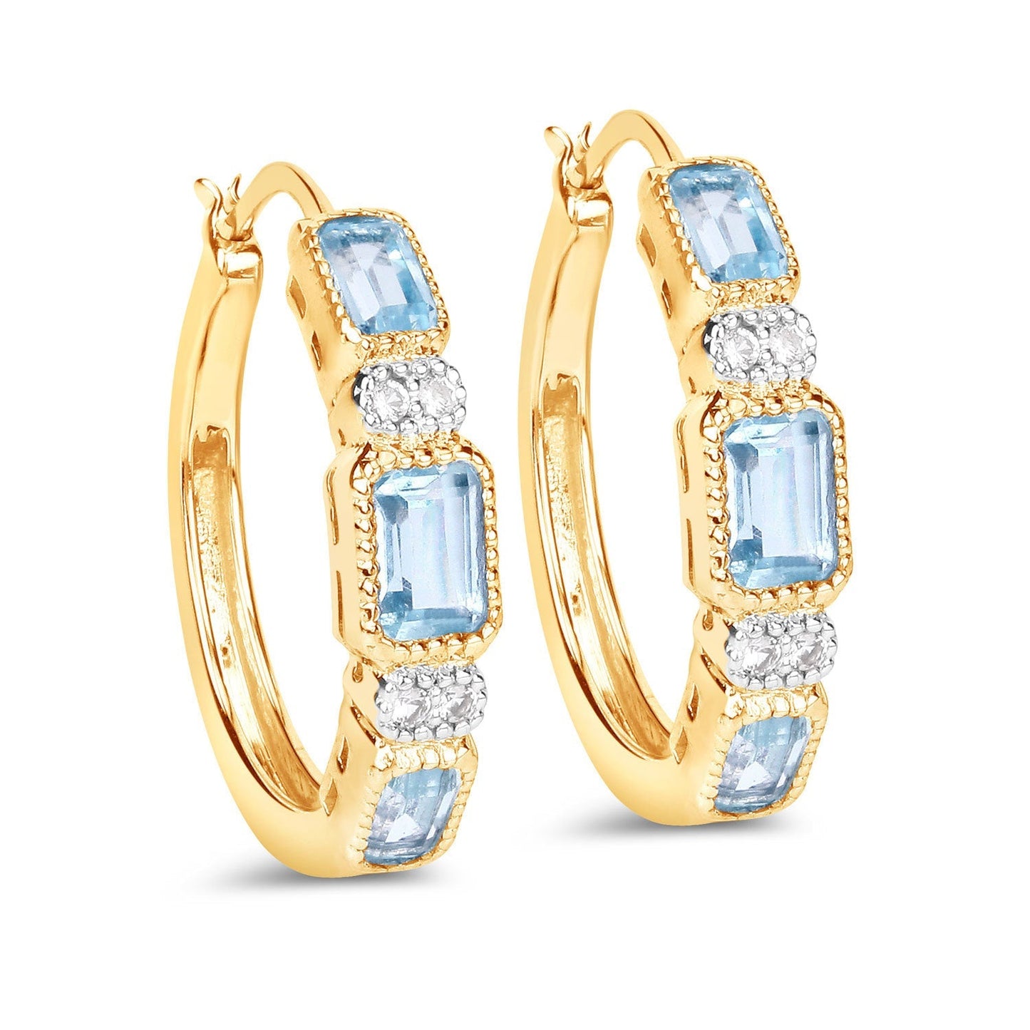 2.66 Carat Genuine Blue Topaz and White Topaz .925 Sterling Silver Earrings Bids.com