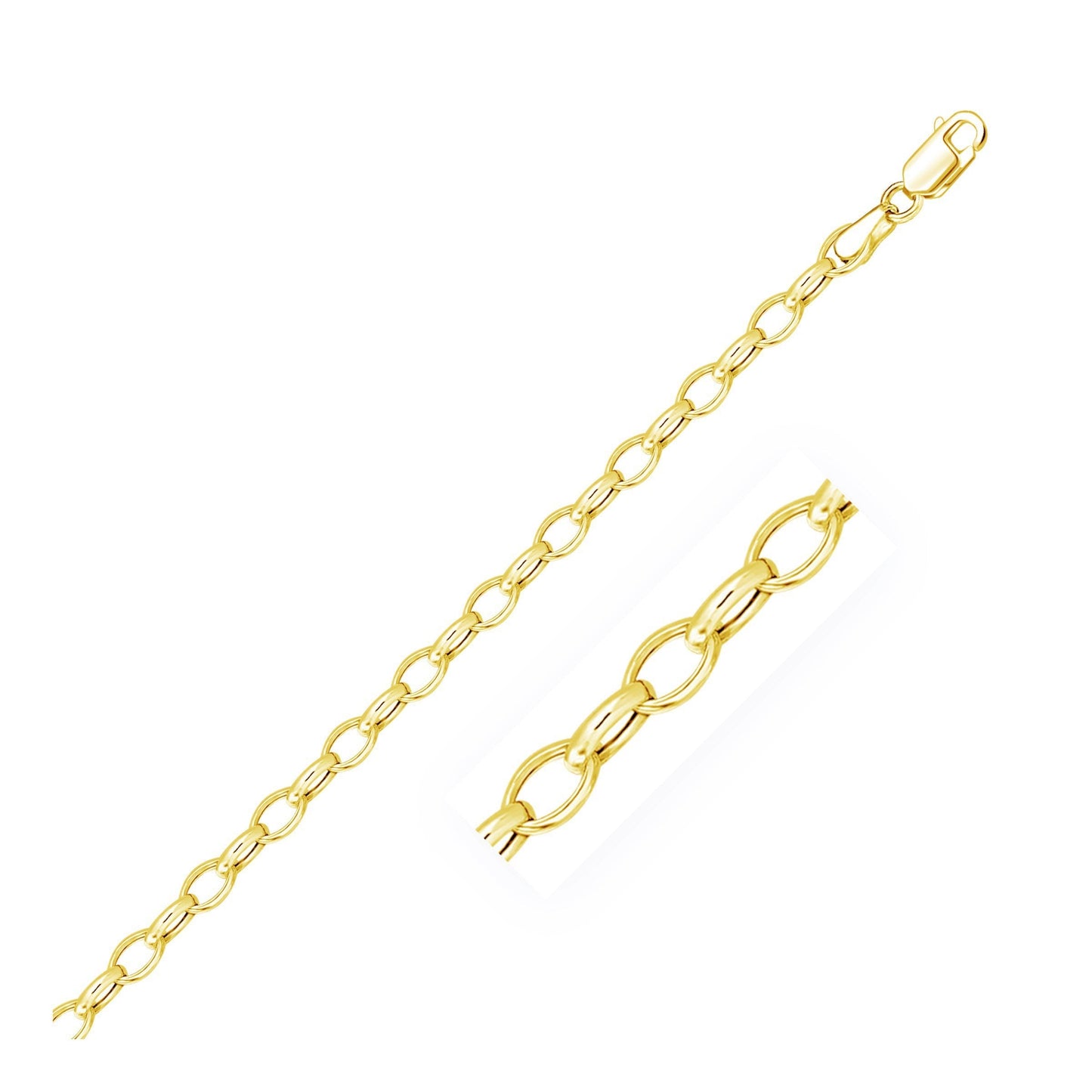 4.6mm 14k Yellow Gold Oval Rolo Bracelet Bids.com