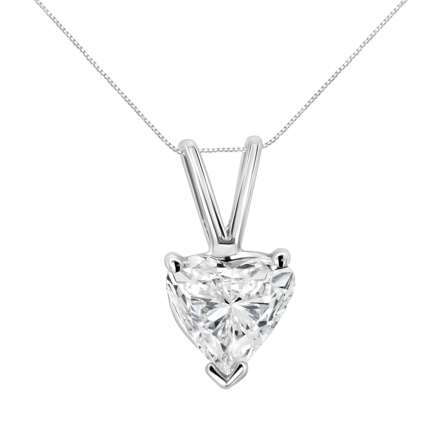 14K White Gold 1/5 Cttw 3-Prong Set Heart Shaped Solitaire Lab Grown Diamond 18" Pendant Necklace (F-G Color, VS2-SI1 Clarity) Bids.com