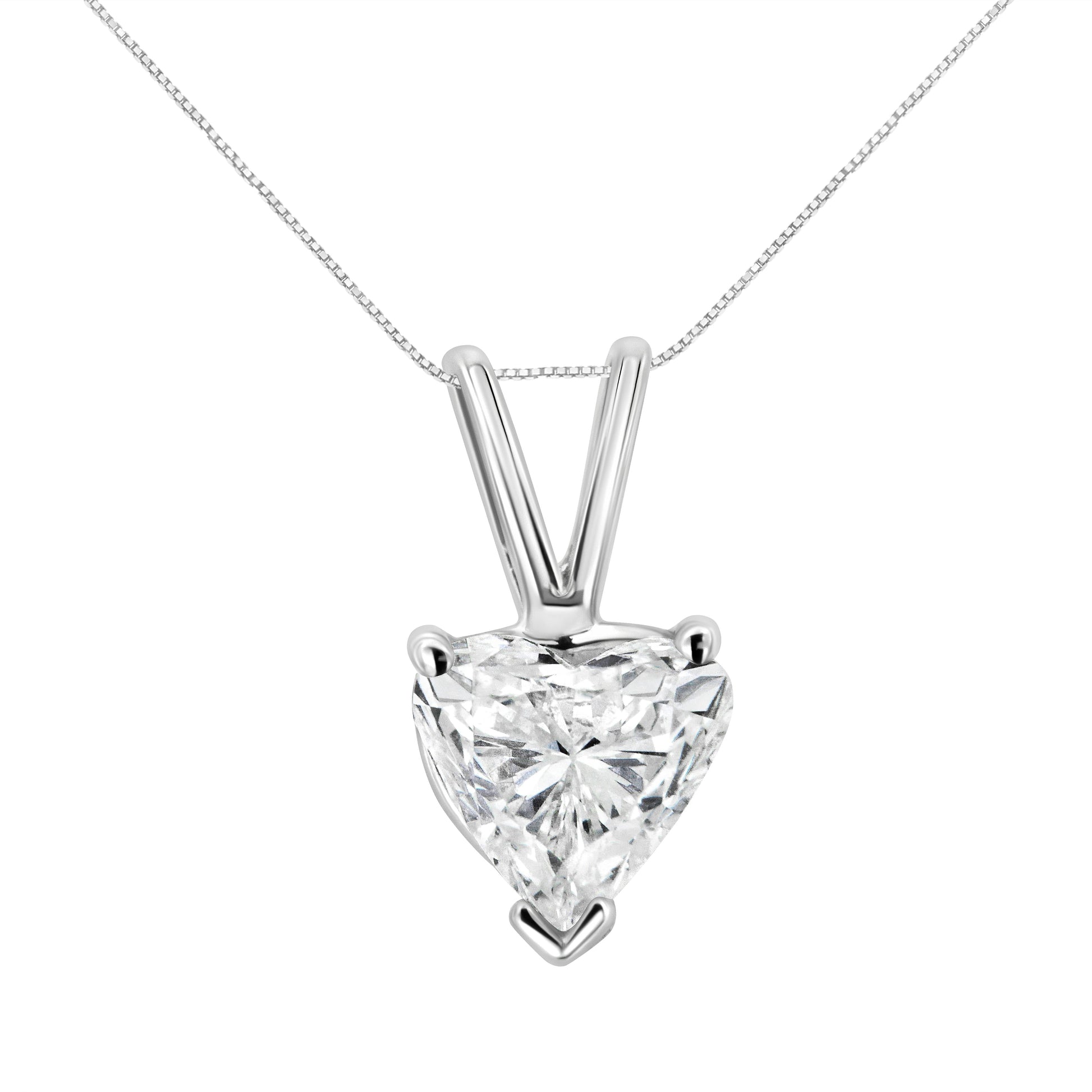 14K White Gold 1/5 Cttw 3-Prong Set Heart Shaped Solitaire Lab Grown Diamond 18" Pendant Necklace (F-G Color, VS2-SI1 Clarity) Bids.com