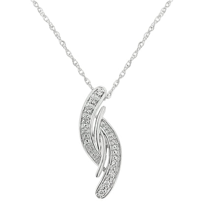 .925 Sterling Silver Diamond Accent Bypass Curve 18" Pendant Necklace (I-J Color, I3 Clarity) Bids.com