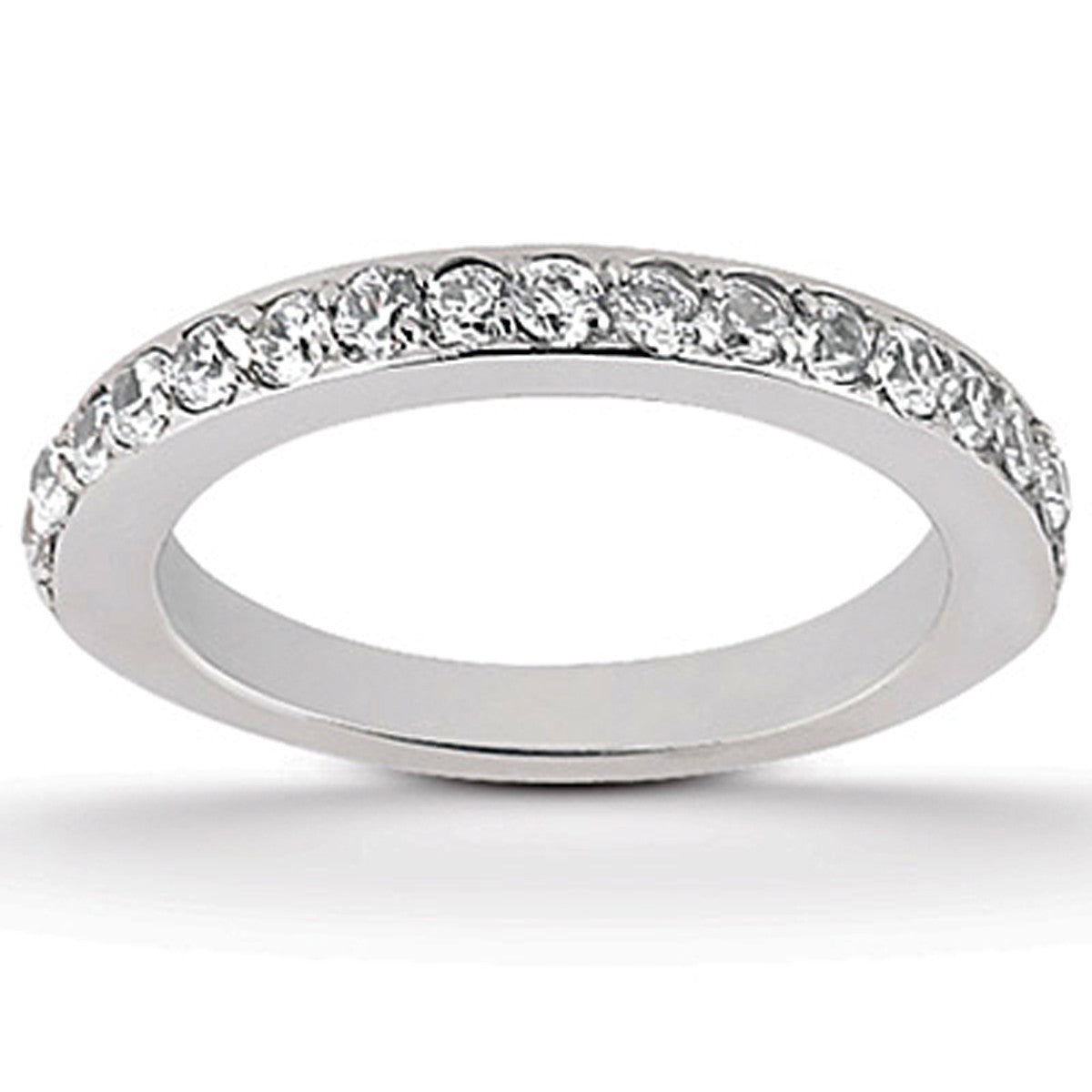 14k White Gold Pave Diamond Wedding Ring Band Set 1/2 Around Bids.com