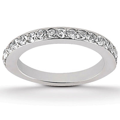 14k White Gold Pave Diamond Wedding Ring Band Set 1/2 Around Bids.com
