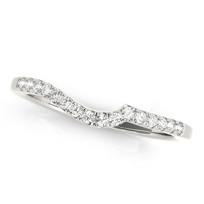 14k White Gold Curved Style Pave Diamond Wedding Ring (1/6 cttw) Bids.com