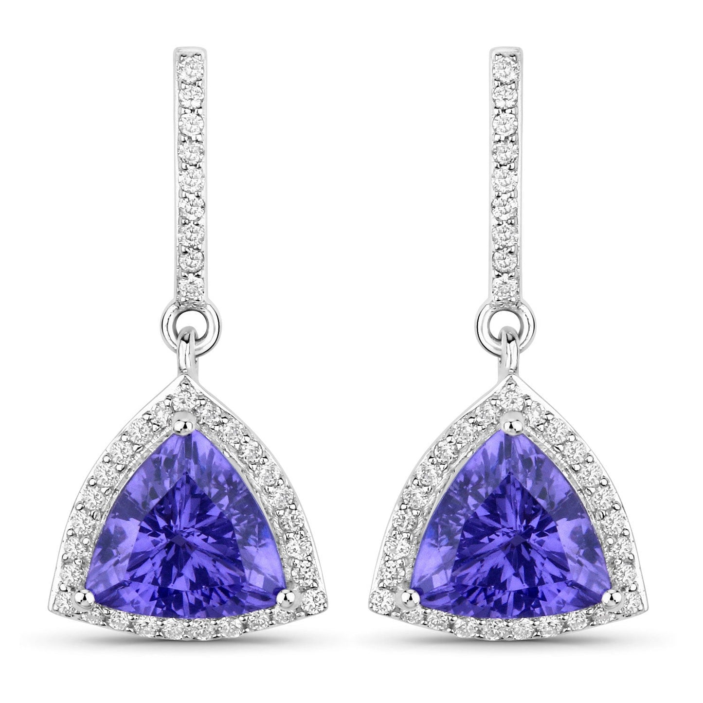 3.86 Carat Genuine Tanzanite and White Diamond 14K White Gold Earrings Bids.com