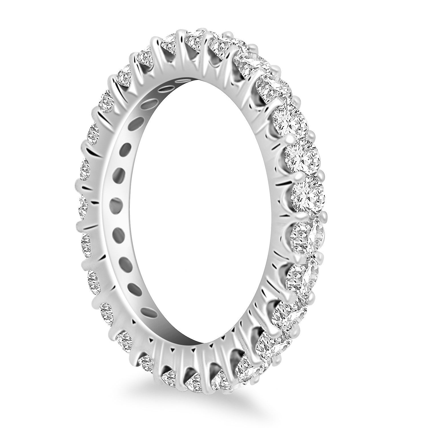 14k White Gold Common Prong Round Diamond Eternity Ring Bids.com