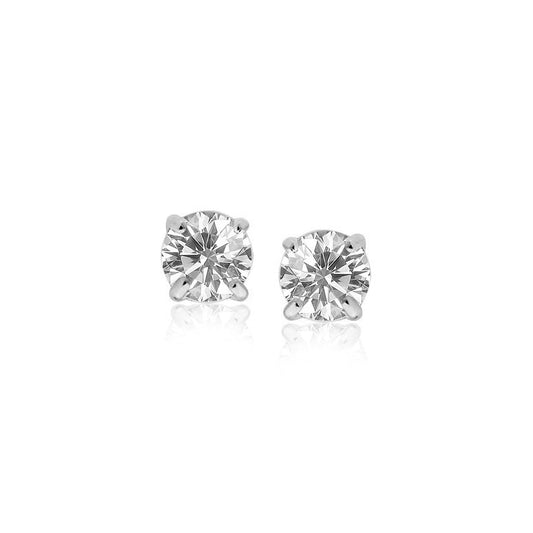 Sterling Silver 4mm Faceted White Cubic Zirconia Stud Earrings Bids.com