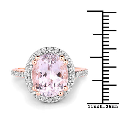 6.94 Carat Genuine Kunzite and White Topaz .925 Sterling Silver Ring Bids.com