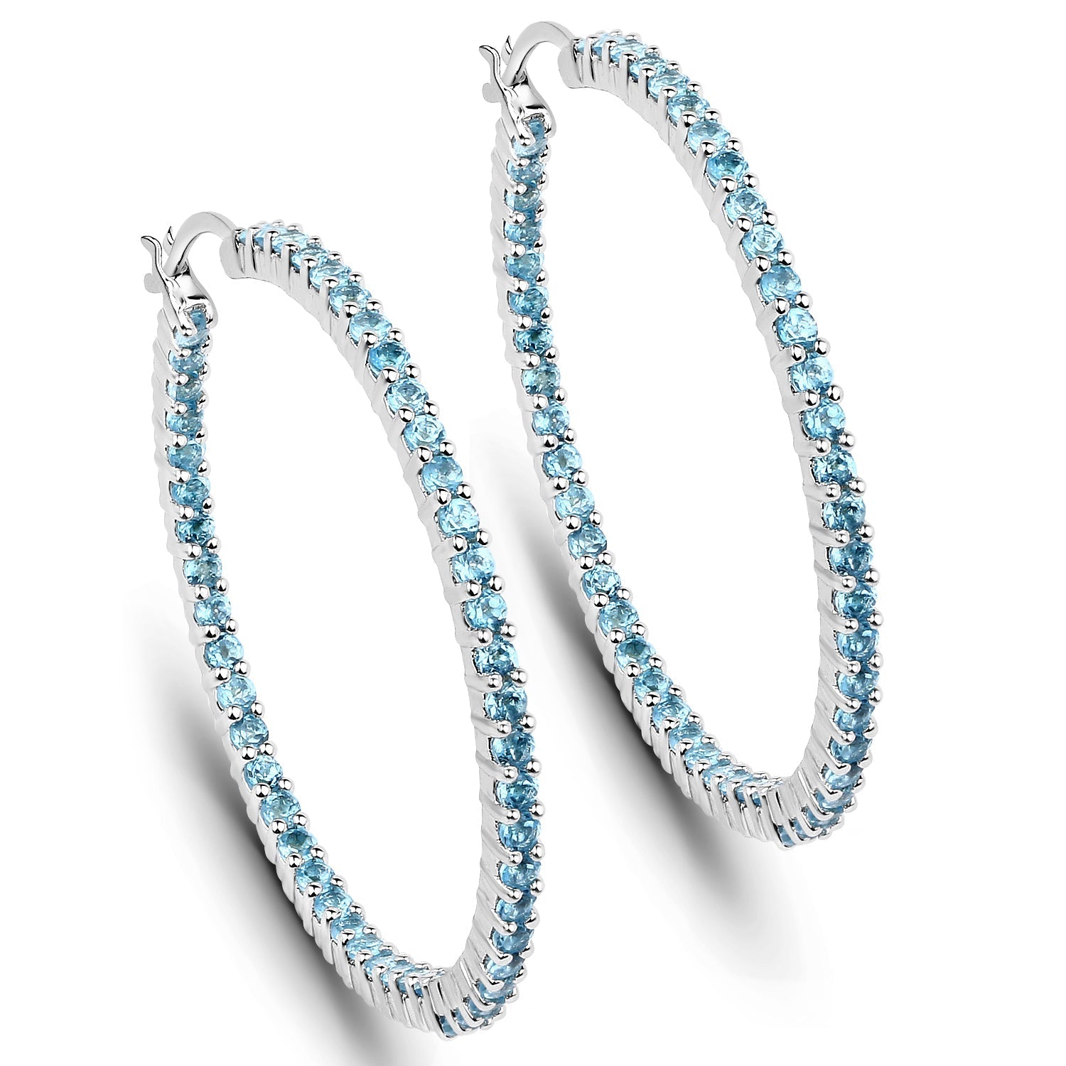 3.60 Carat Genuine Swiss Blue Topaz .925 Sterling Silver Earrings Bids.com