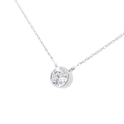 .925 Sterling Silver 1/2 Cttw Diamond Bezel 18" Pendant Necklace (I-J Color, I2-I3 Clarity) Bids.com