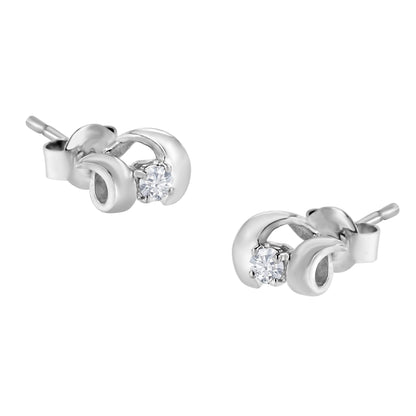 .925 Sterling Silver Round Cut Diamond Fashion Stud Earrings (0.10 cttw, I-J Color, I2-I3 Clarity) Bids.com