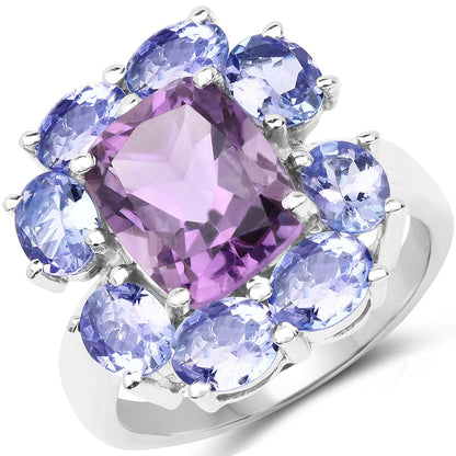 5.24 Carat Genuine Amethyst & Tanzanite .925 Sterling Silver Ring Bids.com