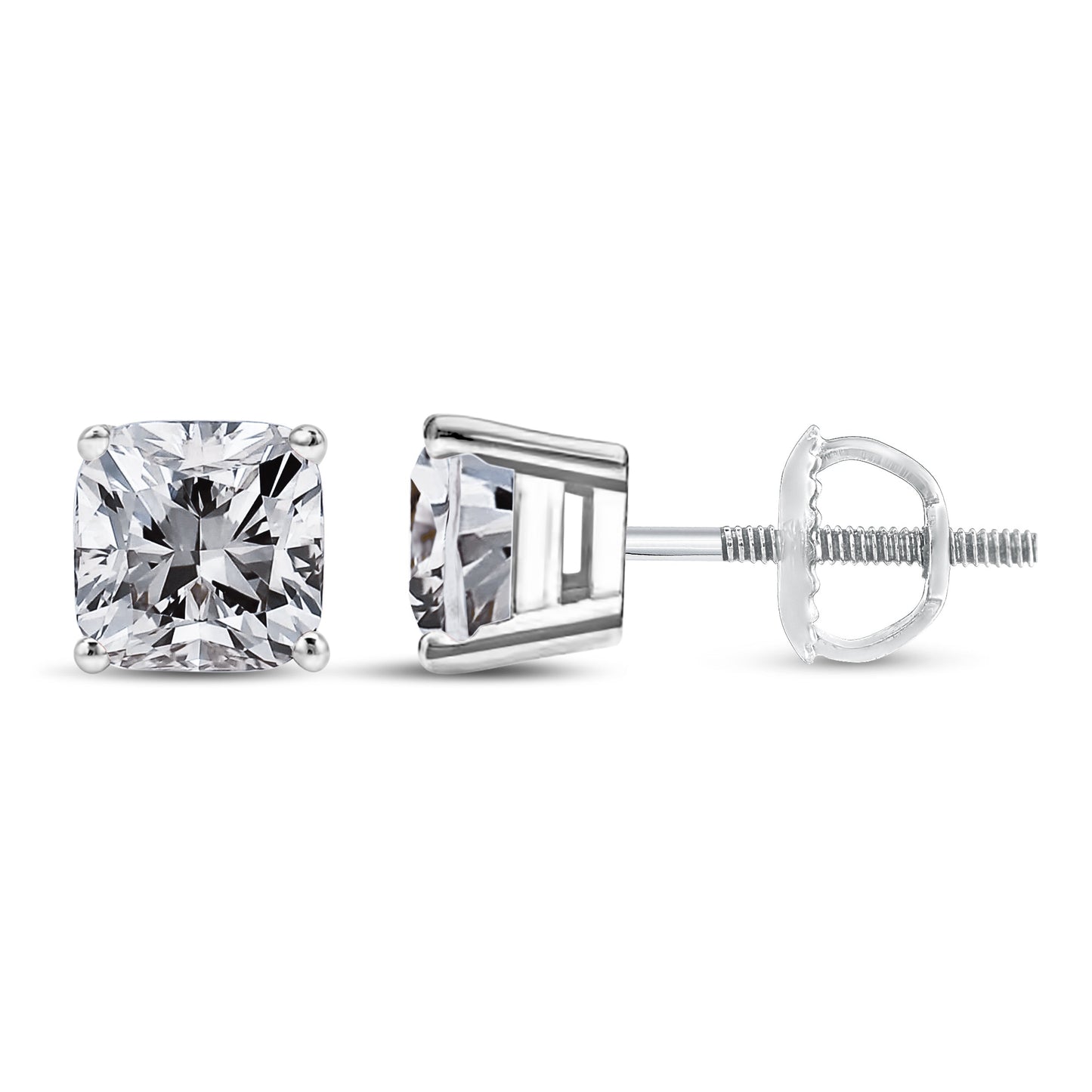 14K White Gold 1 1/2 Cttw Clarity Enhanced Princess Cut Diamond Solitaire Stud Earrings (I-J Color, I1-I2 Clarity) Bids.com