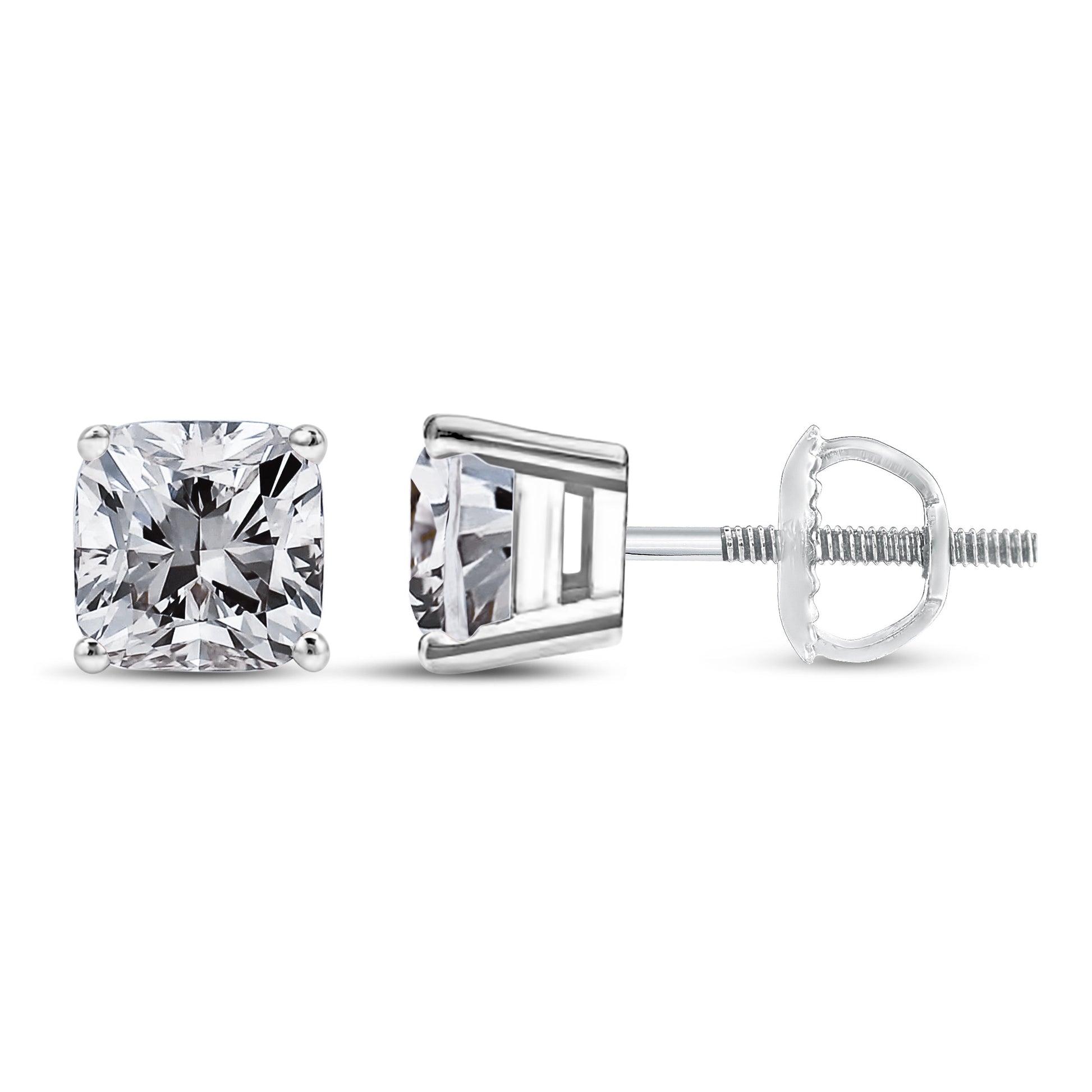 14K White Gold 1 1/2 Cttw Clarity Enhanced Princess Cut Diamond Solitaire Stud Earrings (I-J Color, I1-I2 Clarity) Bids.com