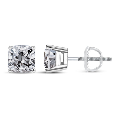 14K White Gold 1 1/2 Cttw Clarity Enhanced Princess Cut Diamond Solitaire Stud Earrings (I-J Color, I1-I2 Clarity) Bids.com