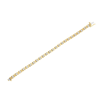 10K Yellow Gold Plated Sterling Silver 1 cttw Diamond Link Bracelet (J-K Clarity, I1-I2 Color) - Size 7" Bids.com