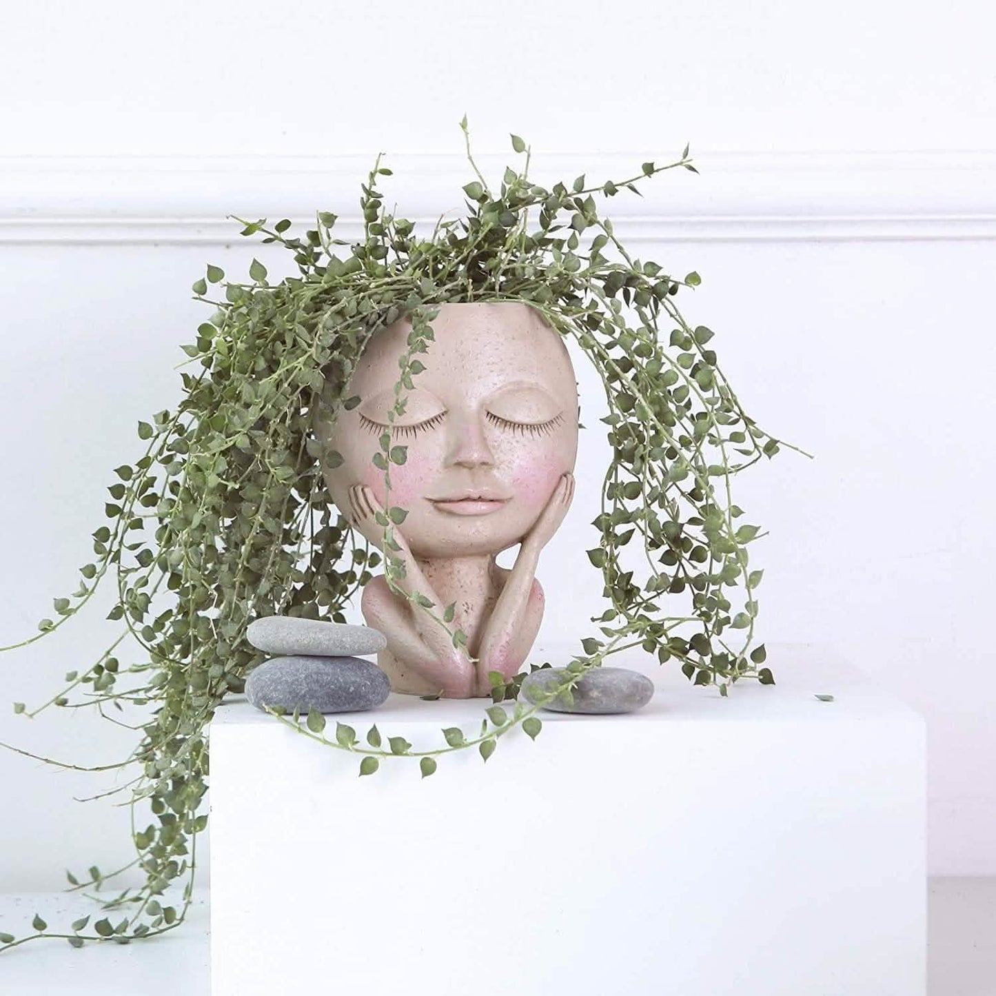 Face Flower Pot Head Planter Pot Succulent Planter Cute Closed Eyes DailySale