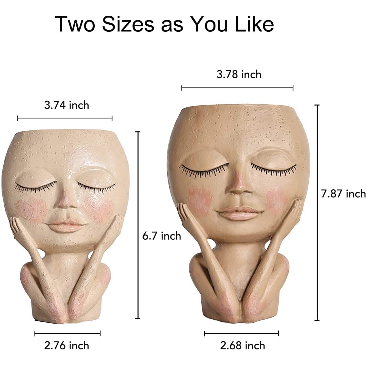 Face Flower Pot Head Planter Pot Succulent Planter Cute Closed Eyes DailySale