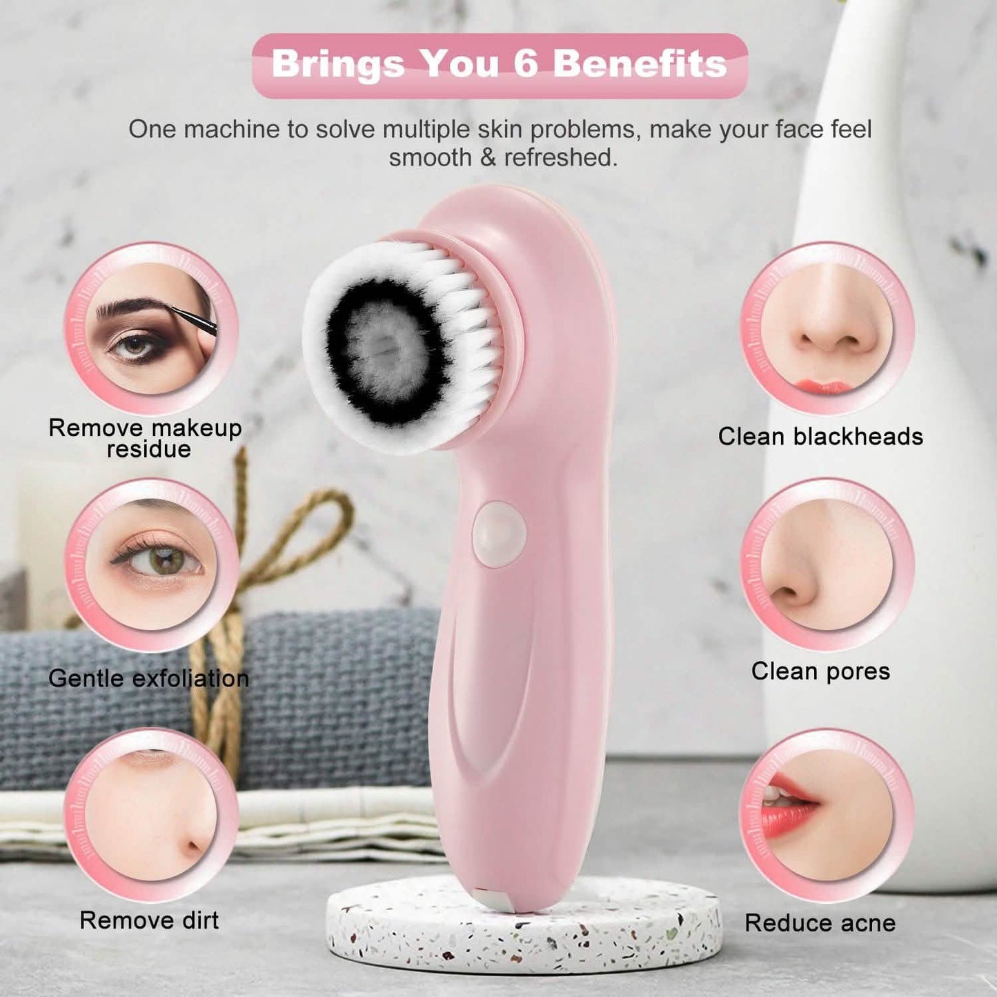 Facial Cleansing Brush IPX6 Waterproof 2 Speed Face Brush DailySale