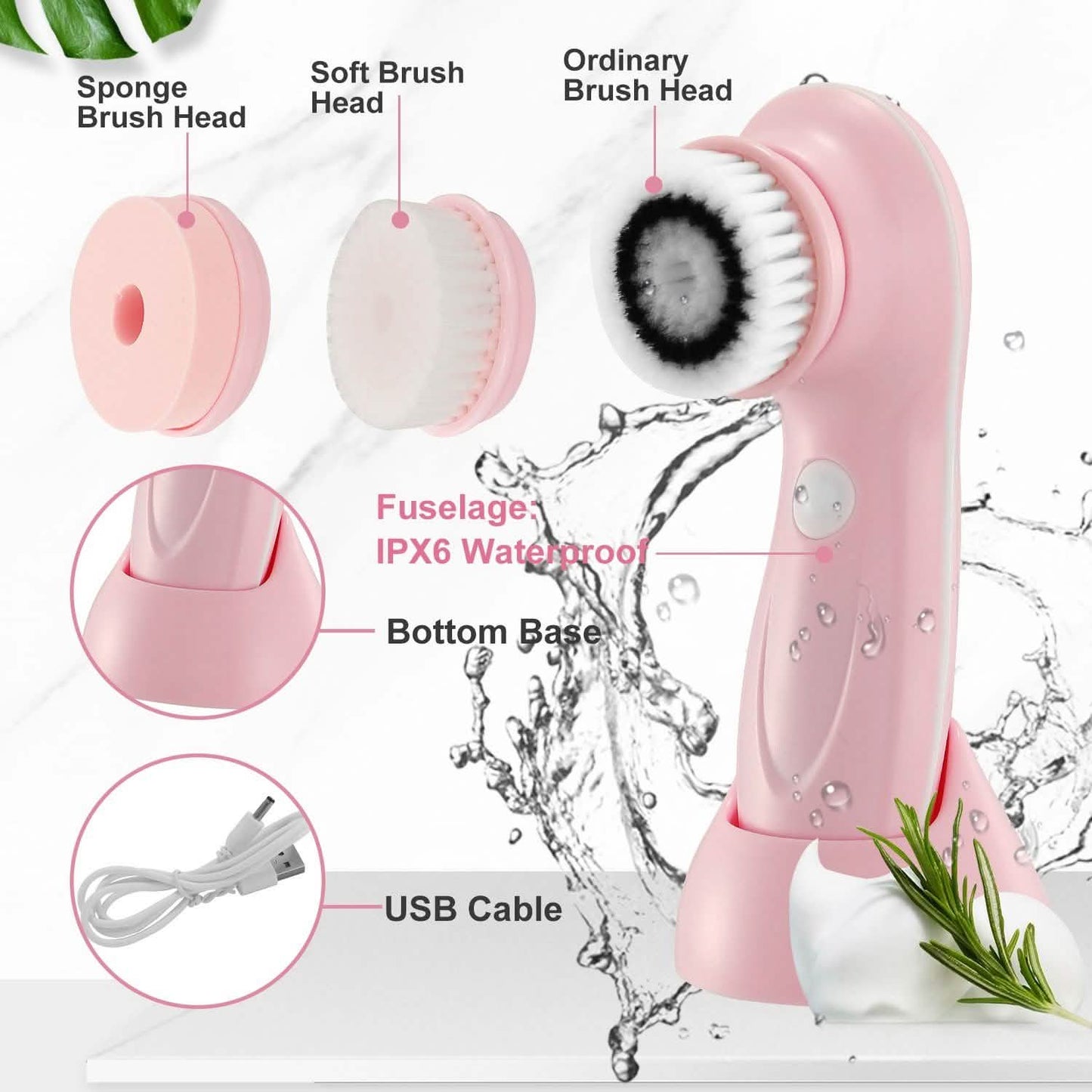Facial Cleansing Brush IPX6 Waterproof 2 Speed Face Brush DailySale