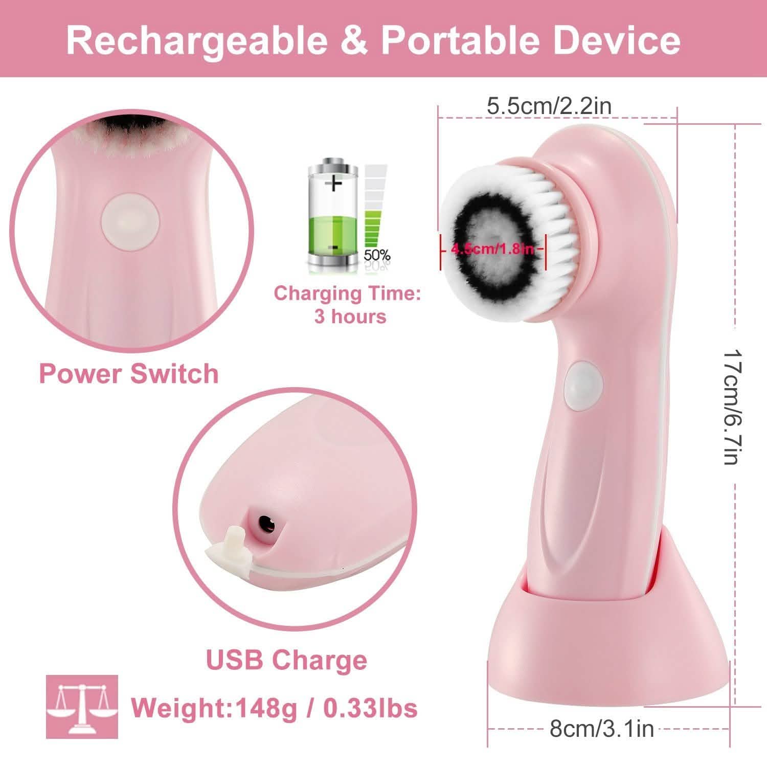 Facial Cleansing Brush IPX6 Waterproof 2 Speed Face Brush DailySale