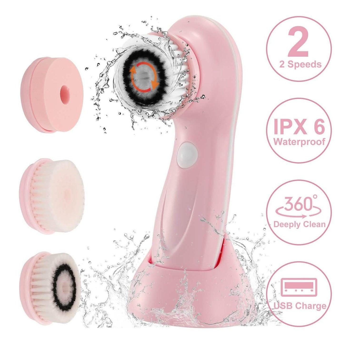 Facial Cleansing Brush IPX6 Waterproof 2 Speed Face Brush DailySale