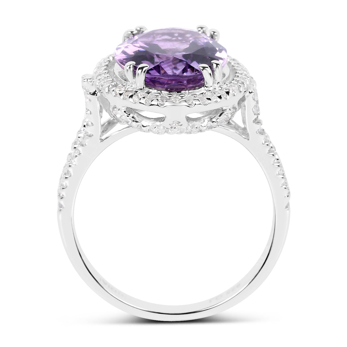 5.55 Carat Genuine Amethyst & White Topaz .925 Sterling Silver Ring Bids.com