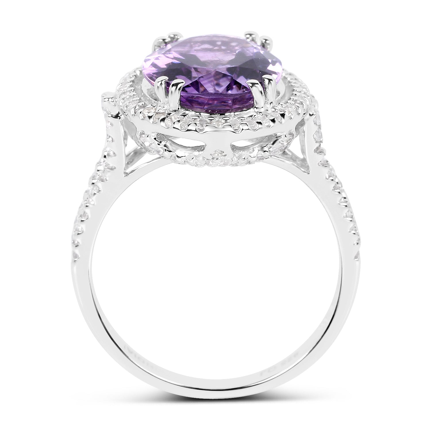 5.55 Carat Genuine Amethyst & White Topaz .925 Sterling Silver Ring Bids.com