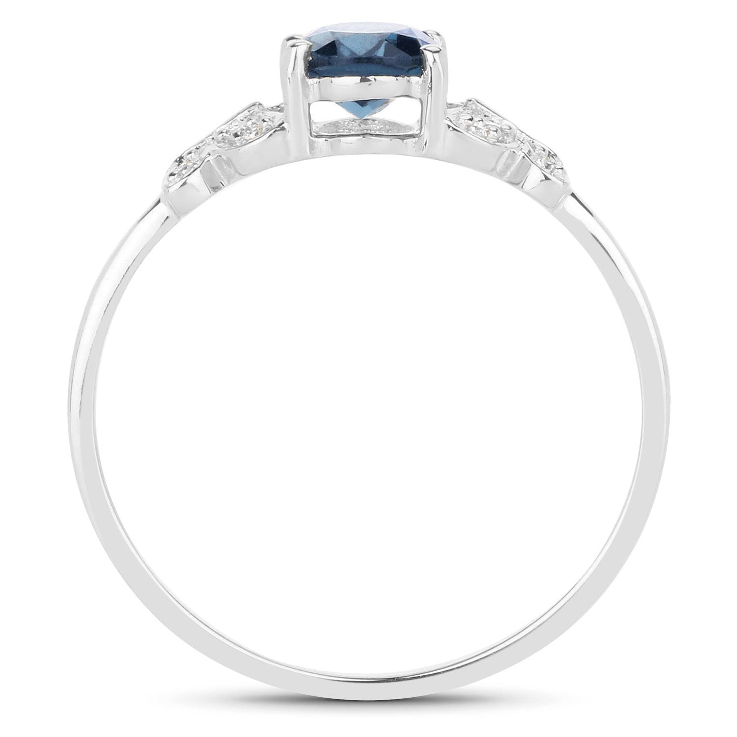 0.93 Carat Genuine London Blue Topaz and White Diamond 14K White Gold Ring Bids.com
