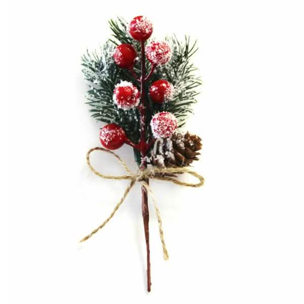 Fake Snow Frost Pine Branch Cone Berry Holly Christmas Tree Christmas Ornament DailySale