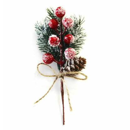 Fake Snow Frost Pine Branch Cone Berry Holly Christmas Tree Christmas Ornament DailySale