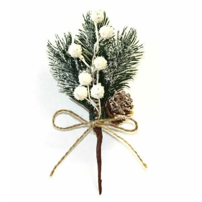Fake Snow Frost Pine Branch Cone Berry Holly Christmas Tree Christmas Ornament DailySale