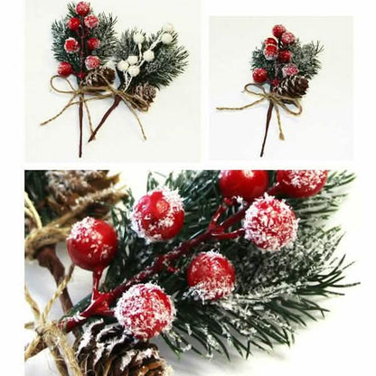 Fake Snow Frost Pine Branch Cone Berry Holly Christmas Tree Christmas Ornament DailySale