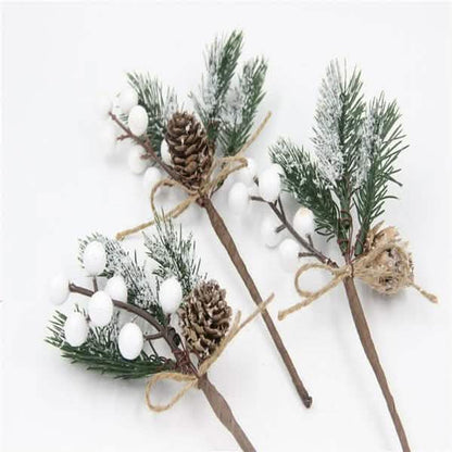 Fake Snow Frost Pine Branch Cone Berry Holly Christmas Tree Christmas Ornament DailySale