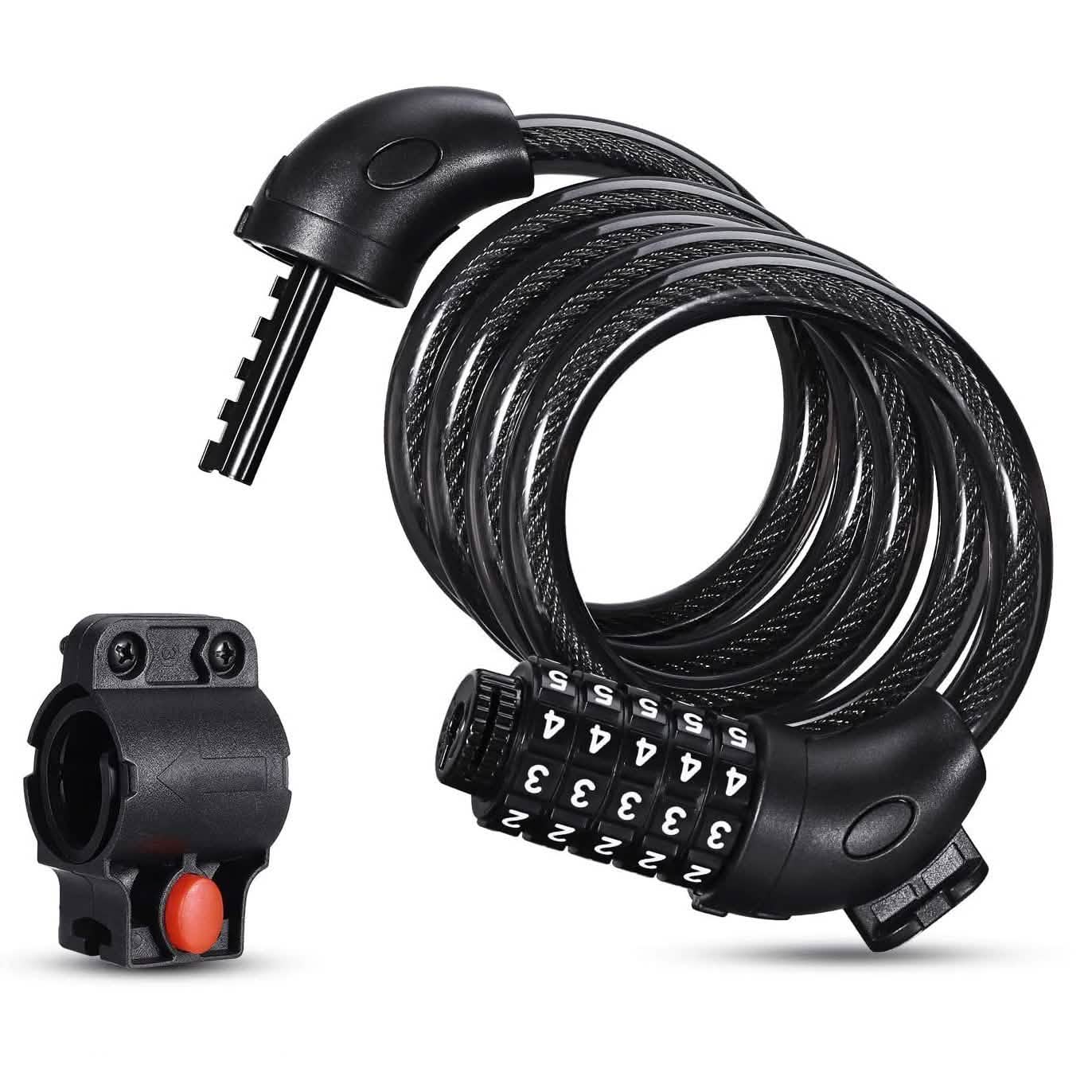 Famistar 4 Feet 5 Digit Resettable Combination Coiling Bike Chain Lock DailySale