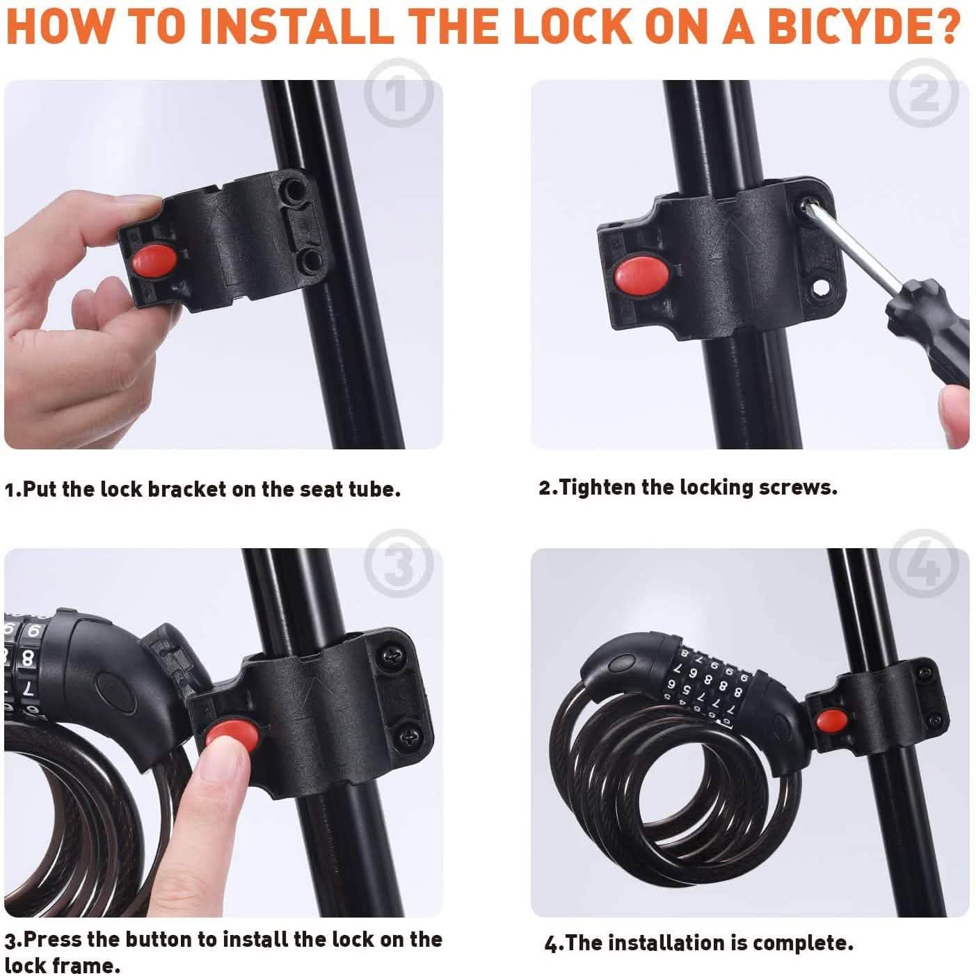 Famistar 4 Feet 5 Digit Resettable Combination Coiling Bike Chain Lock DailySale