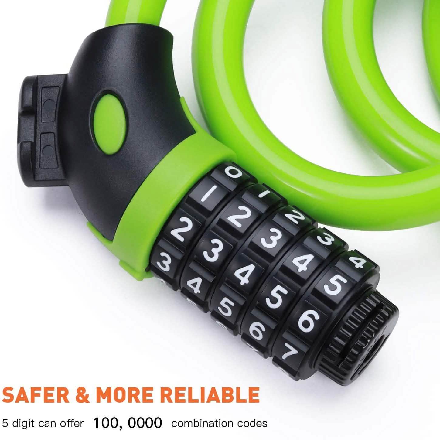 Famistar 4 Feet 5 Digit Resettable Combination Coiling Bike Chain Lock DailySale