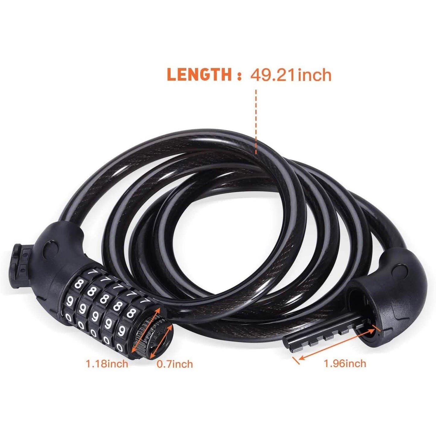 Famistar 4 Feet 5 Digit Resettable Combination Coiling Bike Chain Lock DailySale