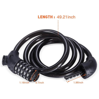 Famistar 4 Feet 5 Digit Resettable Combination Coiling Bike Chain Lock DailySale