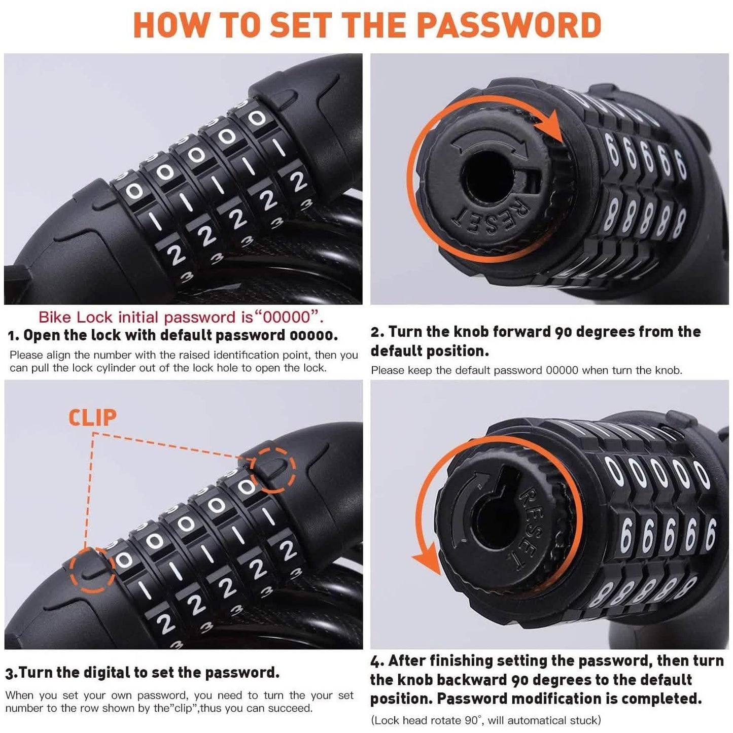 Famistar 4 Feet 5 Digit Resettable Combination Coiling Bike Chain Lock DailySale