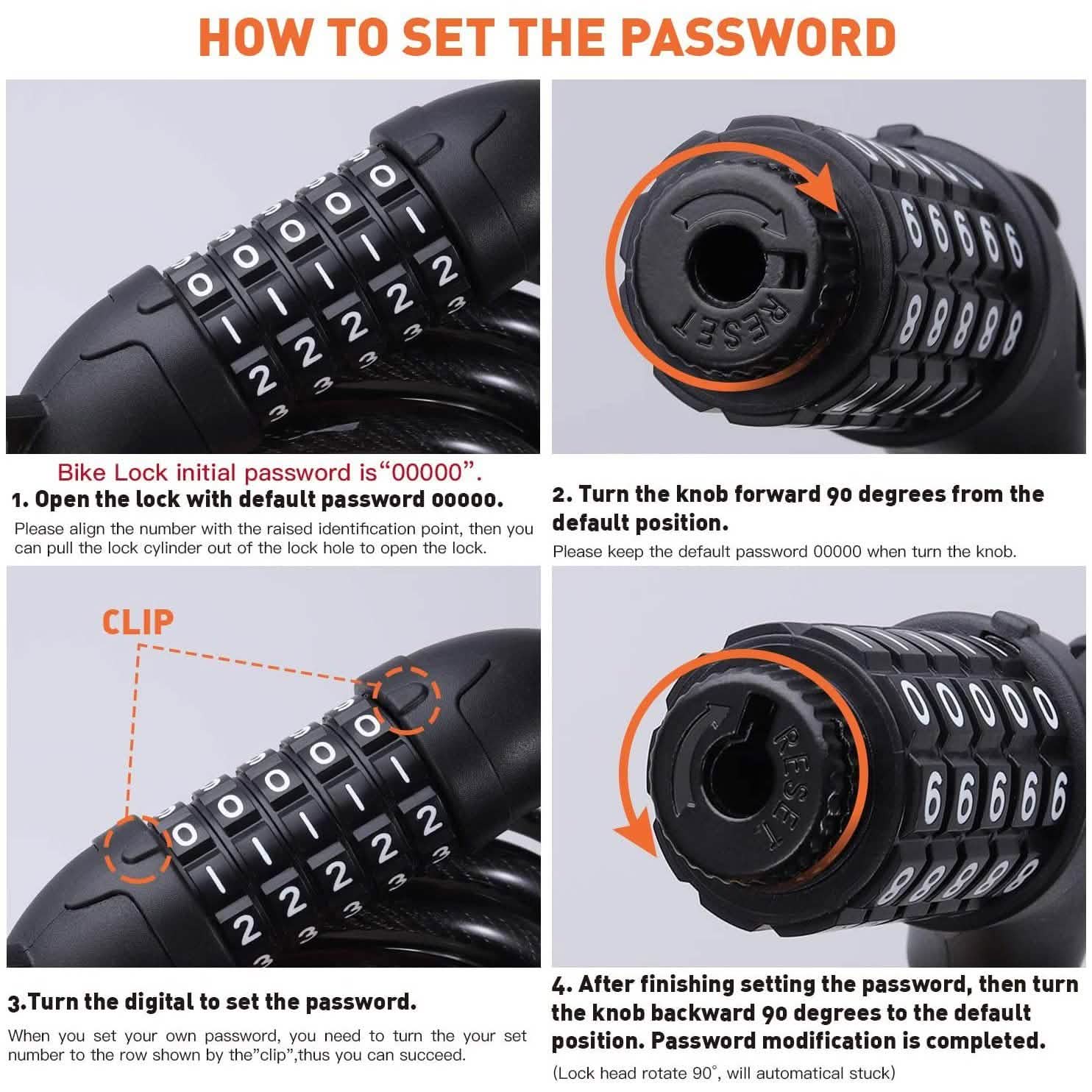 Famistar 4 Feet 5 Digit Resettable Combination Coiling Bike Chain Lock DailySale