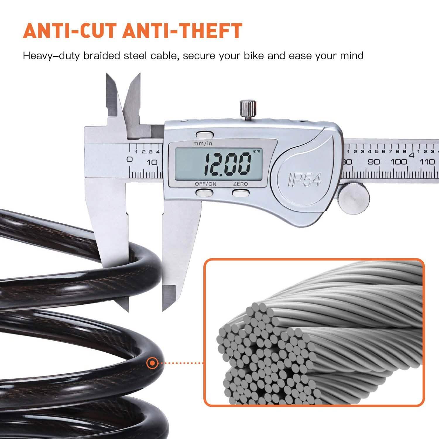 Famistar 4 Feet 5 Digit Resettable Combination Coiling Bike Chain Lock DailySale