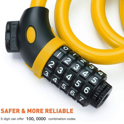 Famistar 4 Feet 5 Digit Resettable Combination Coiling Bike Chain Lock DailySale