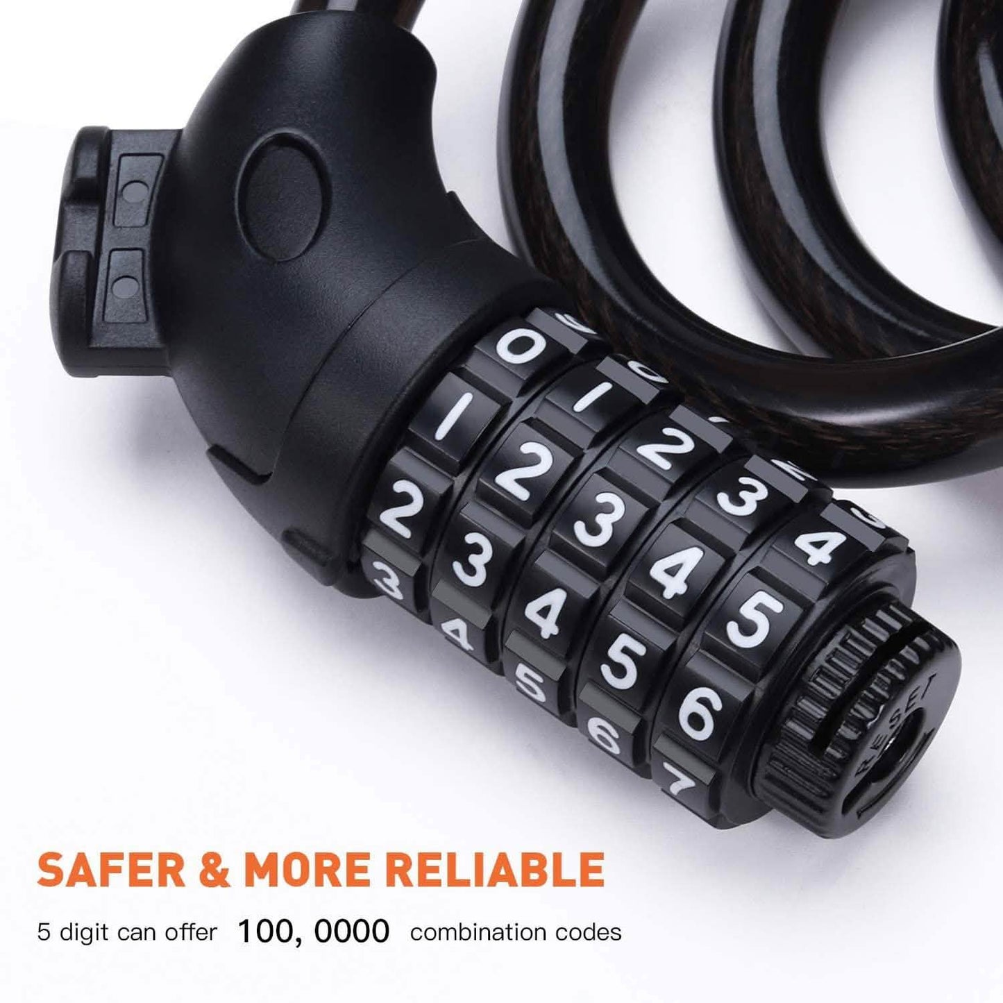 Famistar 4 Feet 5 Digit Resettable Combination Coiling Bike Chain Lock DailySale