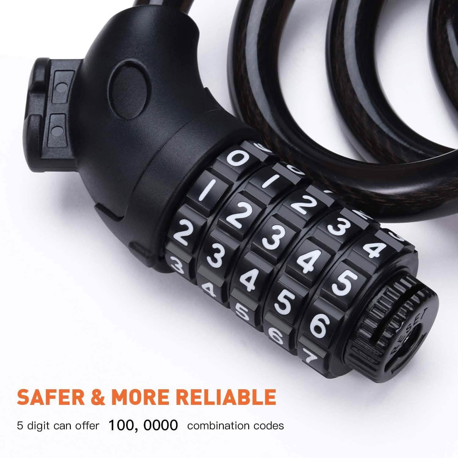 Famistar 4 Feet 5 Digit Resettable Combination Coiling Bike Chain Lock DailySale
