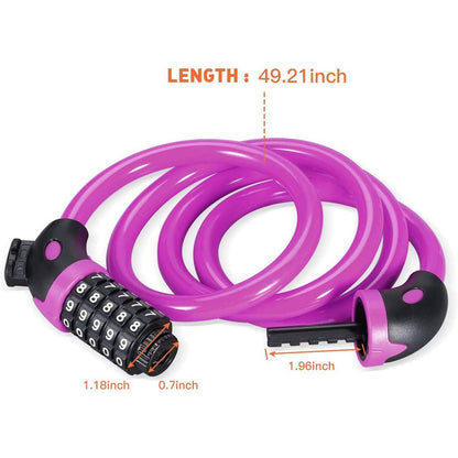 Famistar 4 Feet 5 Digit Resettable Combination Coiling Bike Chain Lock DailySale