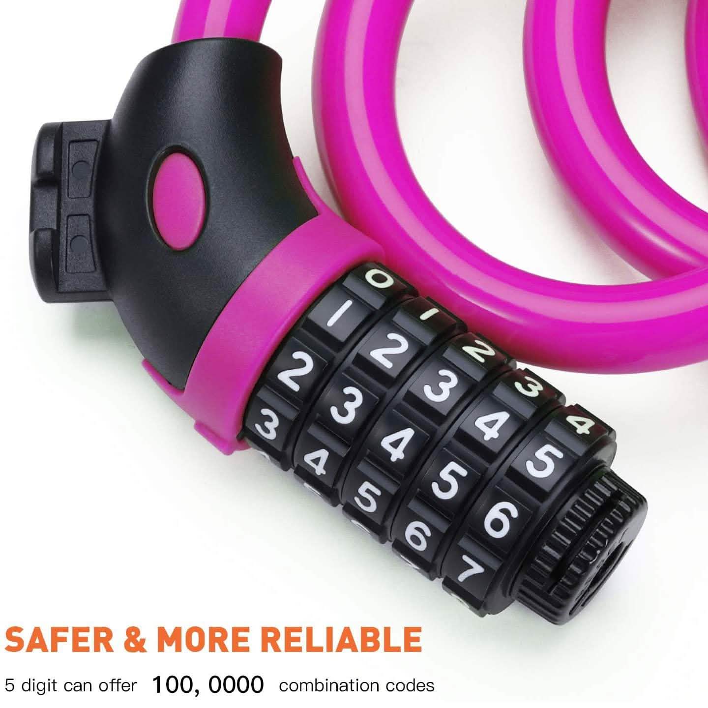 Famistar 4 Feet 5 Digit Resettable Combination Coiling Bike Chain Lock DailySale