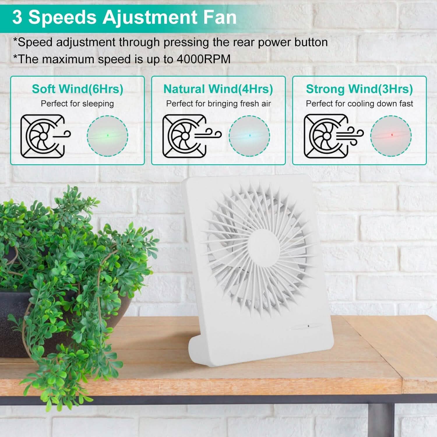Fan USB Rechargeable Table Portable Desk Cooling Fan DailySale