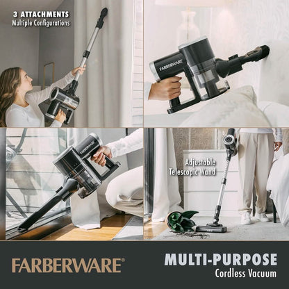 Farberware Cordless Pro Stick Vacuum Cleaner, Powerful Suction with 2 Speeds for Carpet and Hard Floors, Converts to Handheld Vacuum DailySale